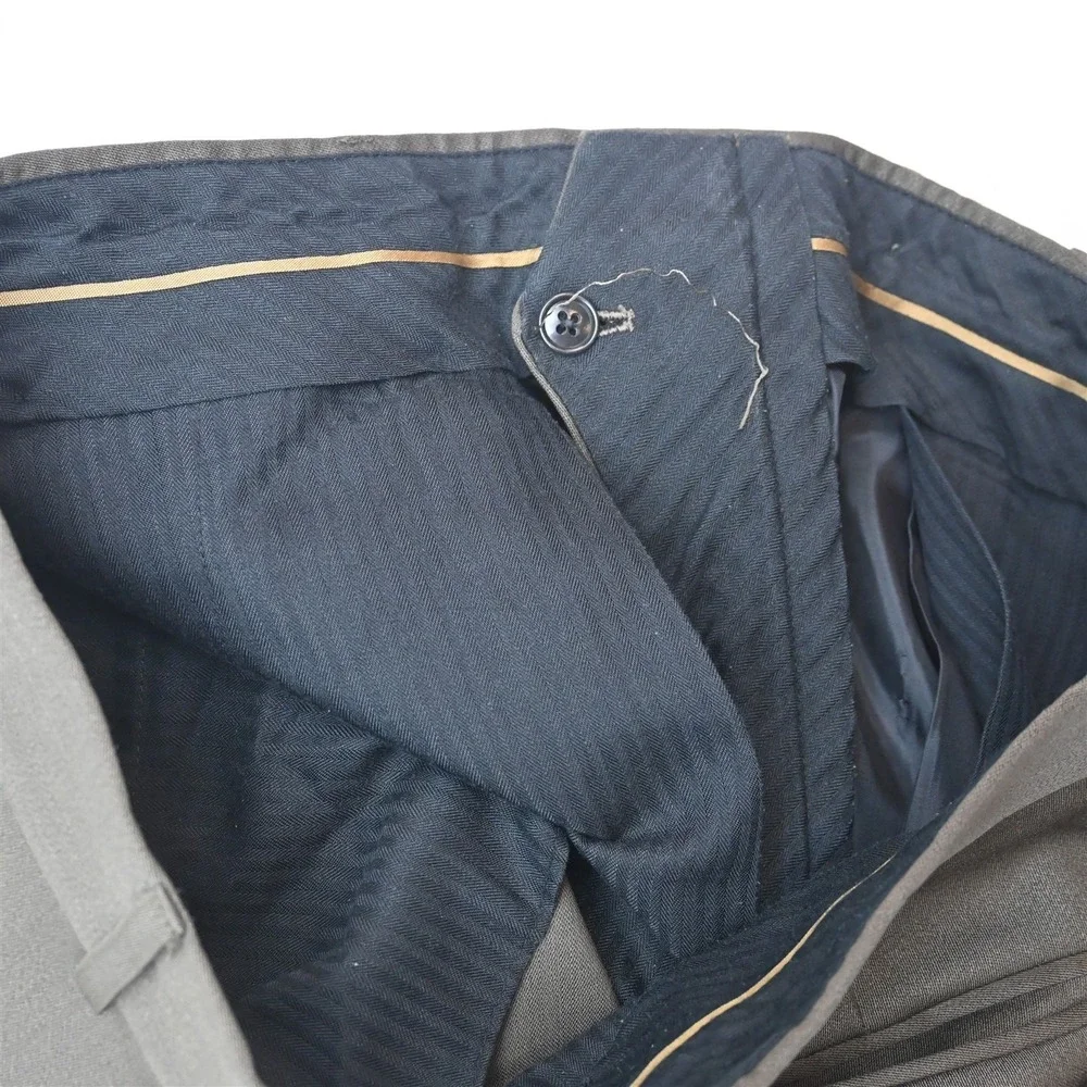 Vtg Y2K 2000s Boxy 40R 32x30 Brown Wool Mens Jacket Pants Suit